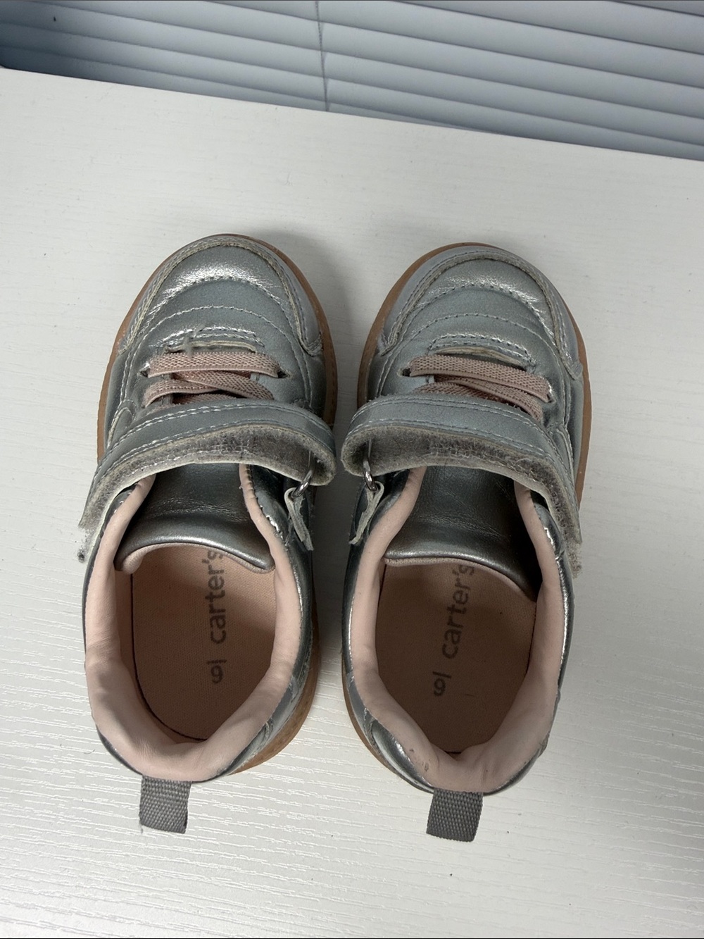 Carter's Silver and Pink Toddler Hook-and-Loop Sneakers